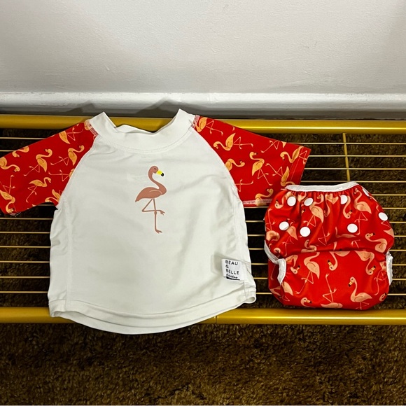 Beau & Belle Littles Swim Diaper and Rashguard Set Size 12 Months - Picture 3 of 11